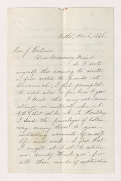 Thumbnail for Mary Ann Caroline Ely letter to Justin Perkins, 1868 November 6 - Image 1