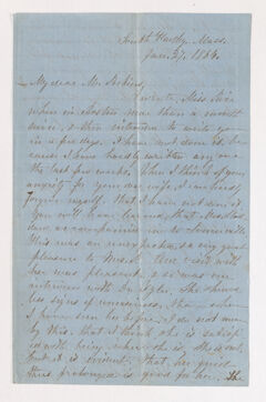 Thumbnail for Fidelia Fiske letter to Justin Perkins, 1864 January 27 to February 1 - Image 1