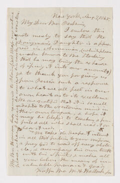 Thumbnail for William Allen Hallock letter to Justin Perkins, 1845 August 7 - Image 1