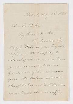 Thumbnail for Cyrus Hamlin letter to Justin Perkins, 1863 August 28 - Image 1