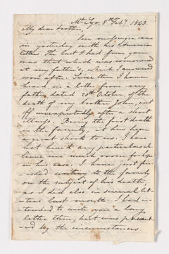 Thumbnail for Albert Lewis Holladay letter to Justin Perkins, 1843 February 8 - Image 1
