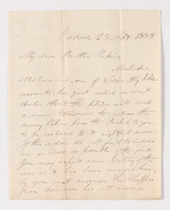 Thumbnail for James Lyman Merrick letter to Justin Perkins, 1839 September 23 - Image 1
