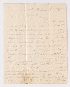 Thumbnail for James Lyman Merrick letter to Justin Perkins, 1839 December 12 - Image 1