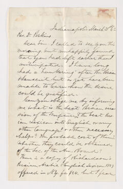 Thumbnail for Charles W. Moores letter to Justin Perkins, 1862 March 31 - Image 1