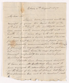 Thumbnail for Alexander Nisbet letter to Justin Perkins, 1837 August 20 - Image 1