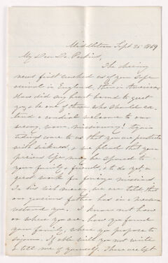 Thumbnail for M. G. Patton letter to Justin Perkins, 1869 September 25 - Image 1