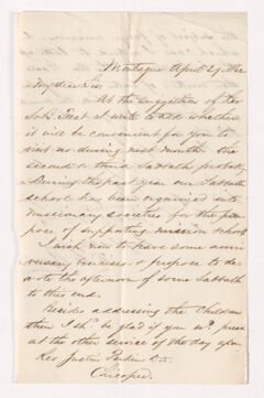 Thumbnail for Francis Brown Perkins letter to Justin Perkins, 1862 April 29 - Image 1