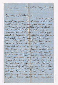 Thumbnail for Harriette Rawlinson letter to Justin Perkins, 1863 May 7 - Image 1