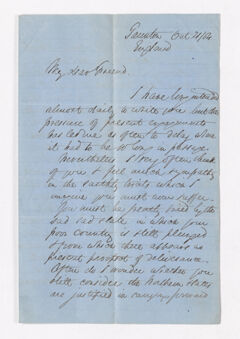 Thumbnail for William Rawlinson letter to Justin Perkins, 1864 October 21 - Image 1