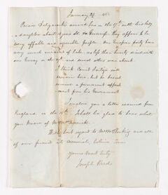 Thumbnail for Joseph Reed letter to Justin Perkins, 1846 January 29 - Image 1