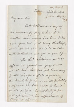 Thumbnail for Joseph Reed letter to Justin Perkins, 1846 April 20 - Image 1