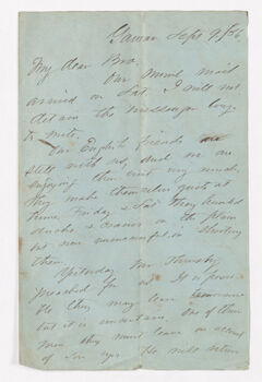 Thumbnail for Samuel Audley Rhea letter to Justin Perkins, 1854 September 9 - Image 1