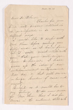 Thumbnail for Mary Susan Rice letter to Justin Perkins, 1866 March 19 - Image 1