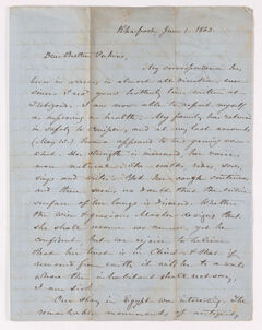 Thumbnail for Elias Riggs letter to Justin Perkins, 1863 June 1 - Image 1
