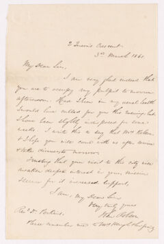 Thumbnail for John Robson letter to Justin Perkins, 1861 March 3