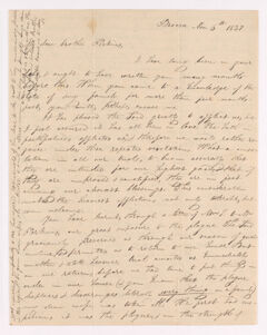 Thumbnail for Benjamin Schneider letter to Justin Perkins, 1837 November 6 - Image 1