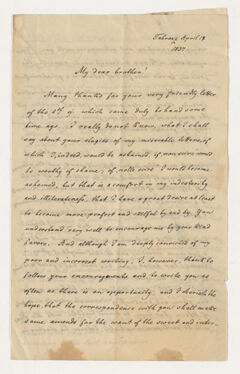 Thumbnail for Frederic Edward Schneider letter to Justin Perkins, 1837 April 17 - Image 1