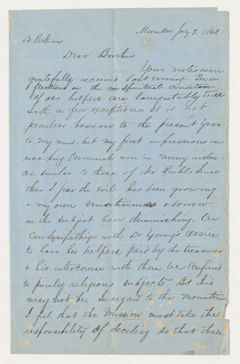 Thumbnail for John Haskell Shedd letter to Justin Perkins, 1863 July 7 - Image 1