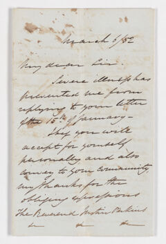 Thumbnail for Justin Sheil letter to Justin Perkins, 1852 March 6 - Image 1
