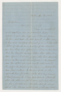 Thumbnail for Susan Flint Shedd letter to Justin Perkins, 1863 April 23 - Image 1