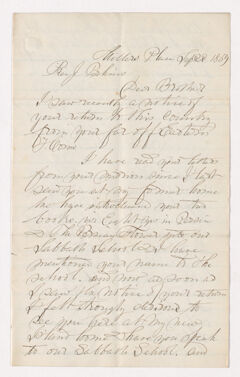 Thumbnail for Aaron Snow letter to Justin Perkins, 1869 September 23 - Image 1