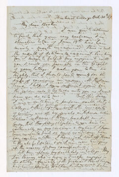 Thumbnail for William Seymour Tyler letter to Justin Perkins, 1867 October 30 - Image 1