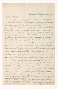 Thumbnail for Thomas L. Van Norden letter to Justin Perkins, 1869 June 29