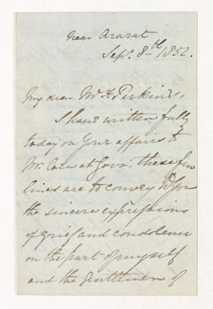 Thumbnail for William Frederic Williams letter to Justin Perkins, 1852 September 8 - Image 1