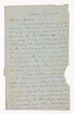 Thumbnail for William Frederic Williams letter to Justin Perkins, 1863 July 24 - Image 1