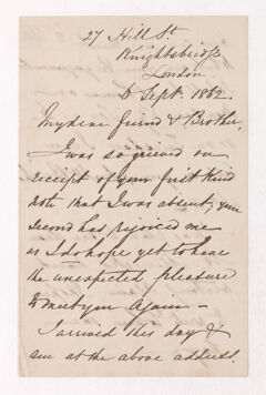 Thumbnail for George Woodfall letter to Justin Perkins, 1862 September 6 - Image 1