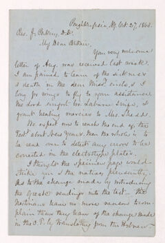 Thumbnail for Austin Hazen Wright letter to Justin Perkins, 1863 October 27 - Image 1