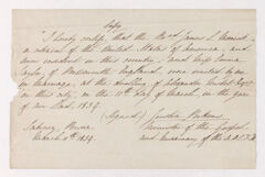Thumbnail for Copy of James L. Merrick and Emma Taylor marriage certificate, 1839 March 11