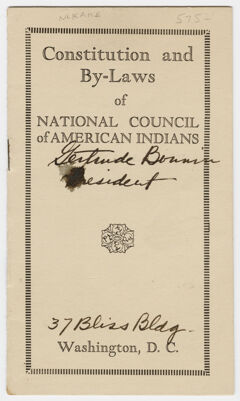 Thumbnail for Constitution and by-laws of National Council of American Indians - Image 1