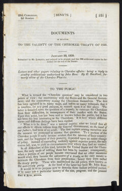 Thumbnail for Documents in relation to the validity of the Cherokee treaty of 1835 - Image 1