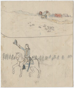Thumbnail for Drawings of farmhouses, sailboats and man on horse - Image 1