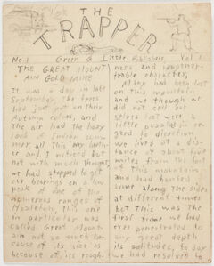 Thumbnail for The trapper, volume 1, number 1 - Image 1