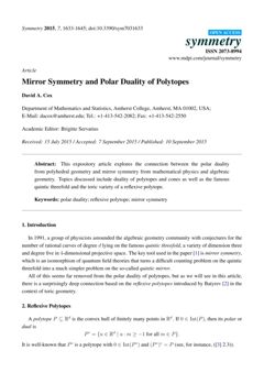 Thumbnail for Mirror symmetry and polar duality of polytopes