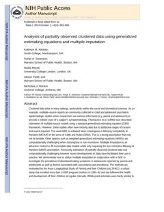 Thumbnail for Analysis of partially observed clustered data using generalized estimating equations and multiple imputation