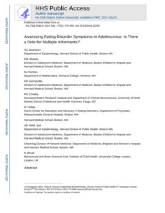 Thumbnail for Assessing eating disorder symptoms in adolescence: is there a role for multiple informants?