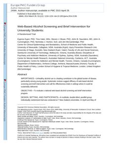 Thumbnail for Web-based alcohol screening and brief intervention for university students: a randomized trial