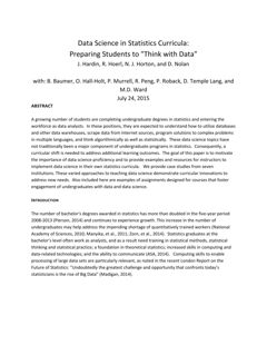 Thumbnail for Data science in statistics curricula: preparing students to "think with data"