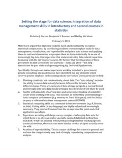Thumbnail for Setting the stage for data science: integration of data management skills in introductory and second courses in statistics