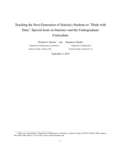 Thumbnail for Teaching the next generation of statistics students to "think with data": special issue on statistics and the undergraduate…