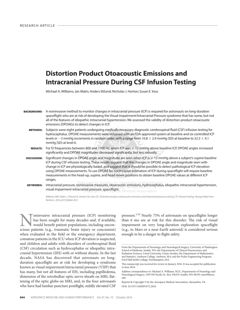 Thumbnail for Distortion product otoacoustic emissions and intracranial pressure during CSF infusion testing