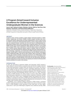 Thumbnail for A program aimed toward inclusive excellence for underrepresented undergraduate women in the sciences