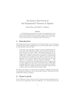 Thumbnail for On Gauss's first proof of the fundamental theorem of algebra