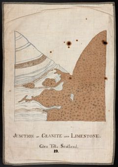 Thumbnail for Orra White Hitchcock drawing of junction of granite and limestone, Glen Tilt, Scotland