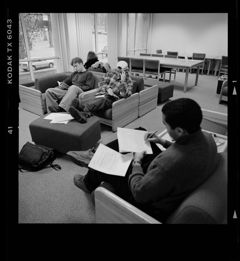 Thumbnail for Photographs of students studying in Robert Frost Library, 1998 January - Image 1