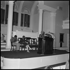 Thumbnail for Photographs of Copeland Colloquium poetry reading, 1974 January 23 - Image 1