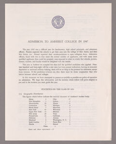 Thumbnail for Amherst College Admission Office. Annual Reports to Secondary Schools